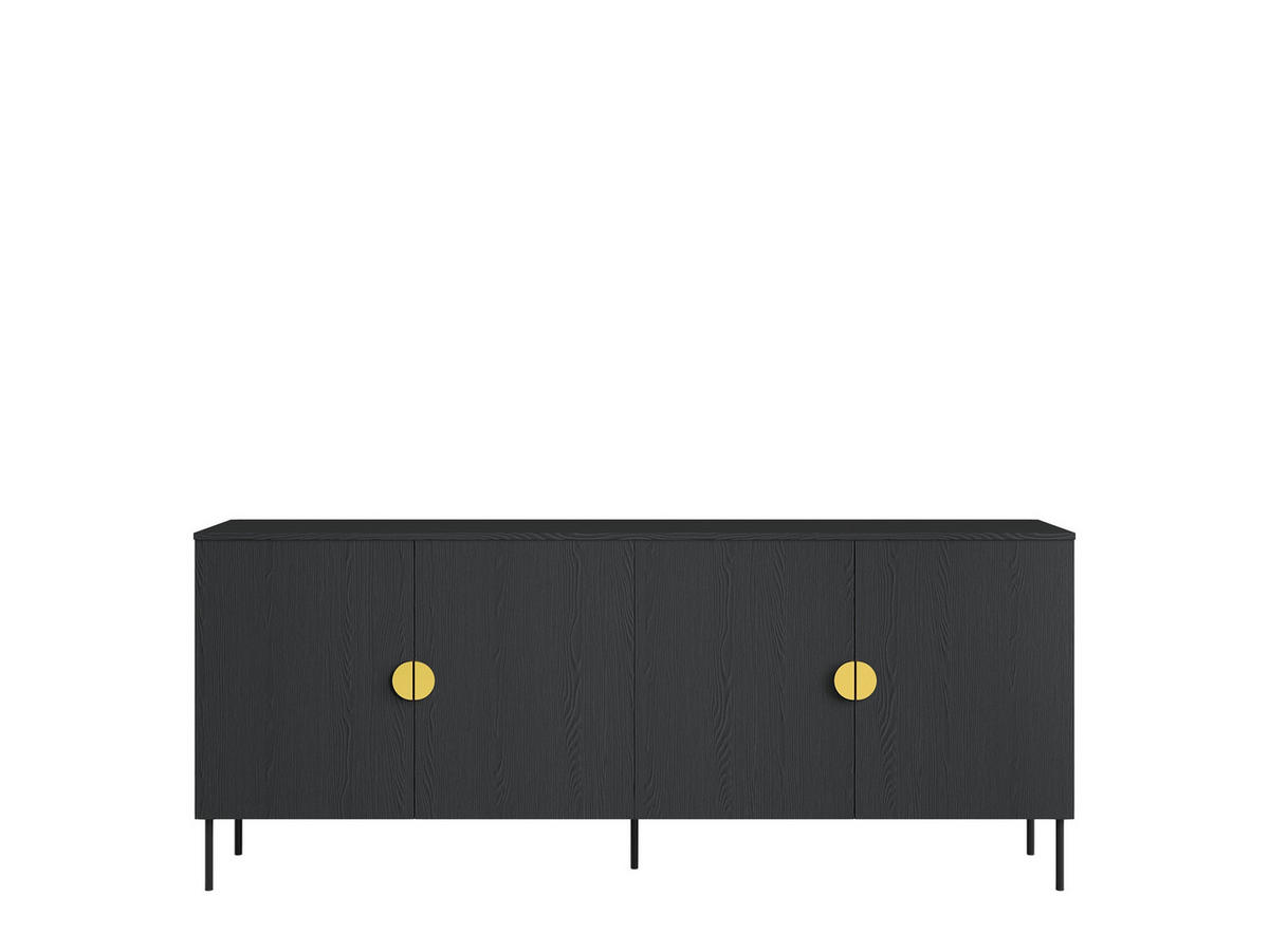 KOMMODE Graphitschwarz 213/87,6/40 - Schwarz, Holzwerkstoff (213/88/40cm) - RAUMHIRSCH FURNITURE