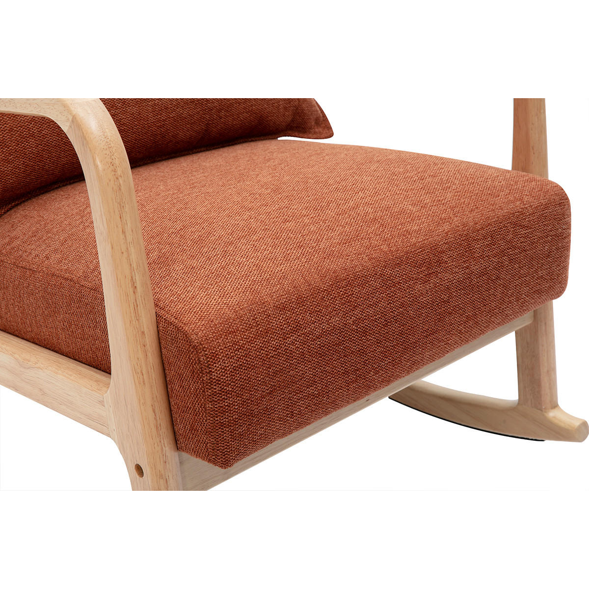 SCHAUKELSTUHL Stoff Samteffekt Rostbraun Helles Massivholz DERRY - Terracotta, Holz (95/75.5/65cm) - Miliboo