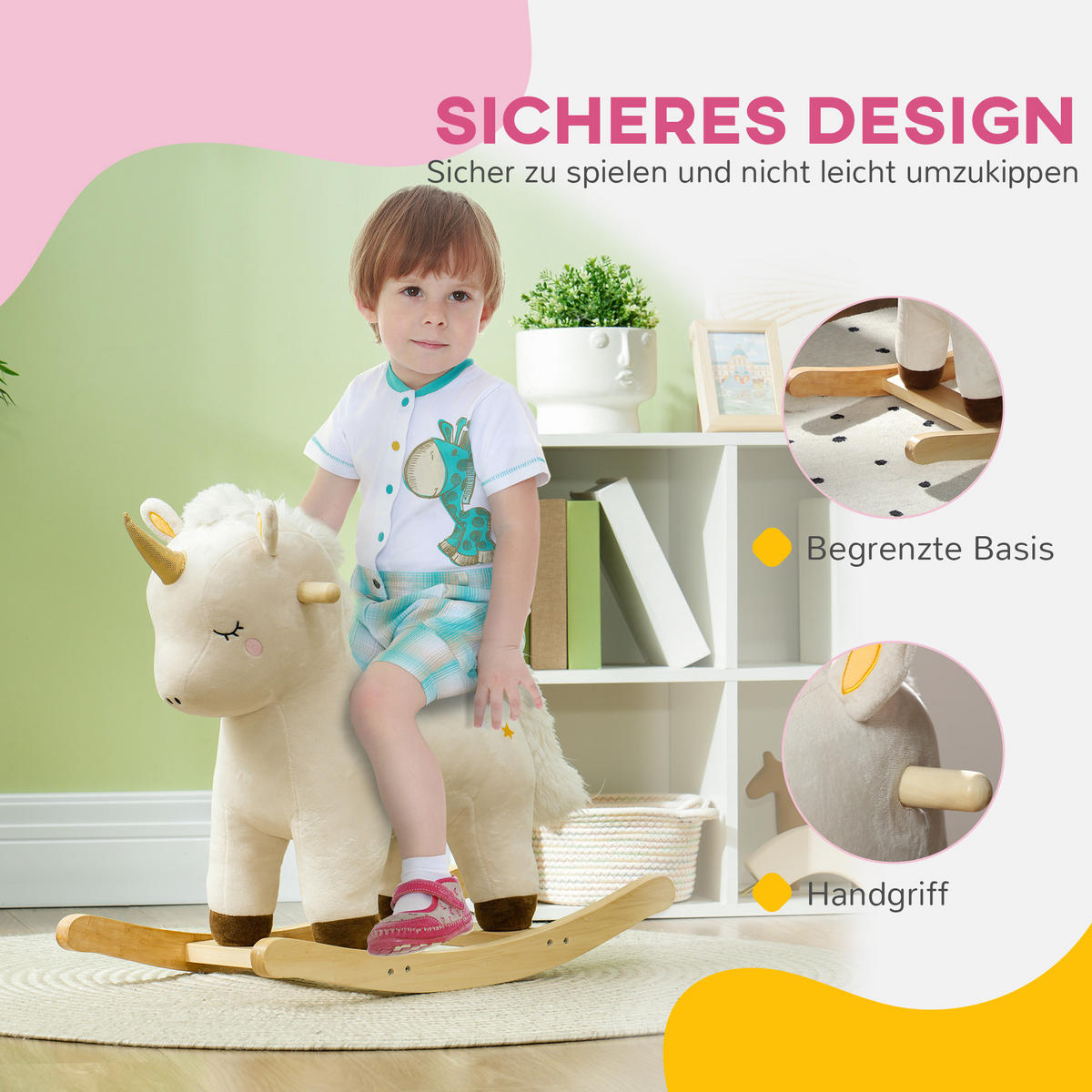 SCHAUKELTIER - Weiß, Textil/Metall (33/56/63cm) - AIYAPLAY