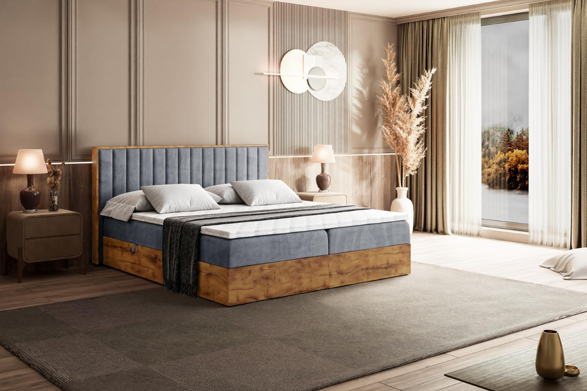 BOXBETT mit Matratze H4 und Lattenrost - LOLLI4 - 180x200 - Grau - Grau, Holzwerkstoff/Kunststoff (180/200cm) - ALTDECOR