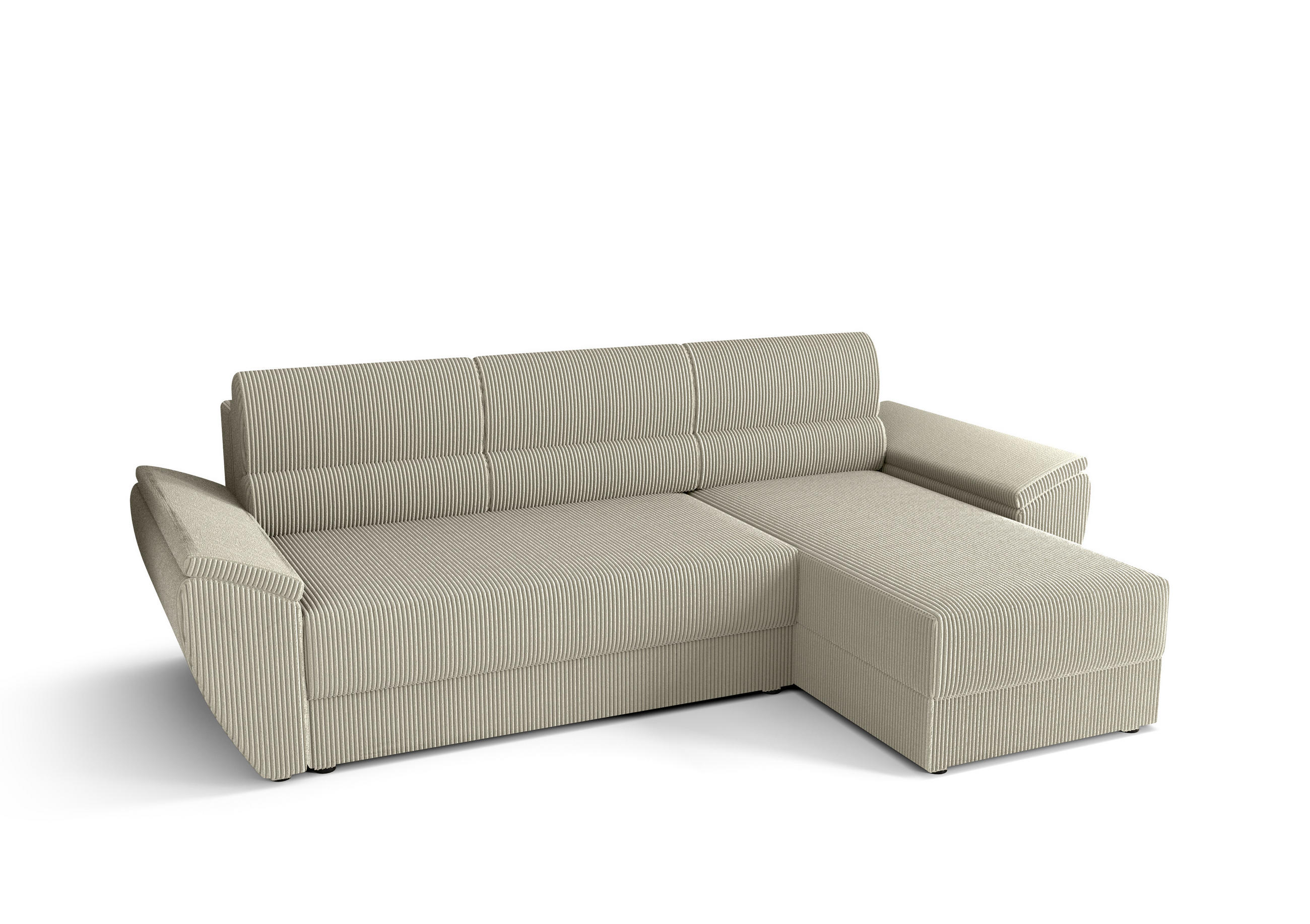 ECKSOFA L REBI L2 Poso 100 Rechts mit Schlaffunktion, Beige, L-Form - Beige, Textil (251/140cm)