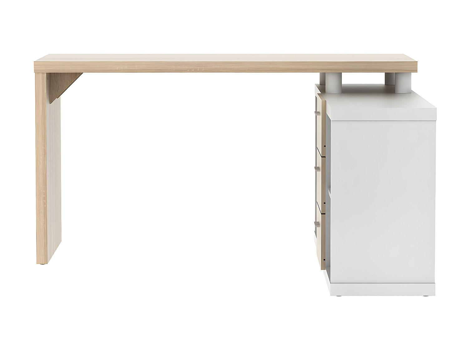 SCHREIBTISCH - 140 cmcm x 140 cmcm - Holz, Platte - Naturfarben Hell, Weiß - ALDRIC - Naturfarben/Weiß, Holz (140/140/75cm) - Vente-Unique