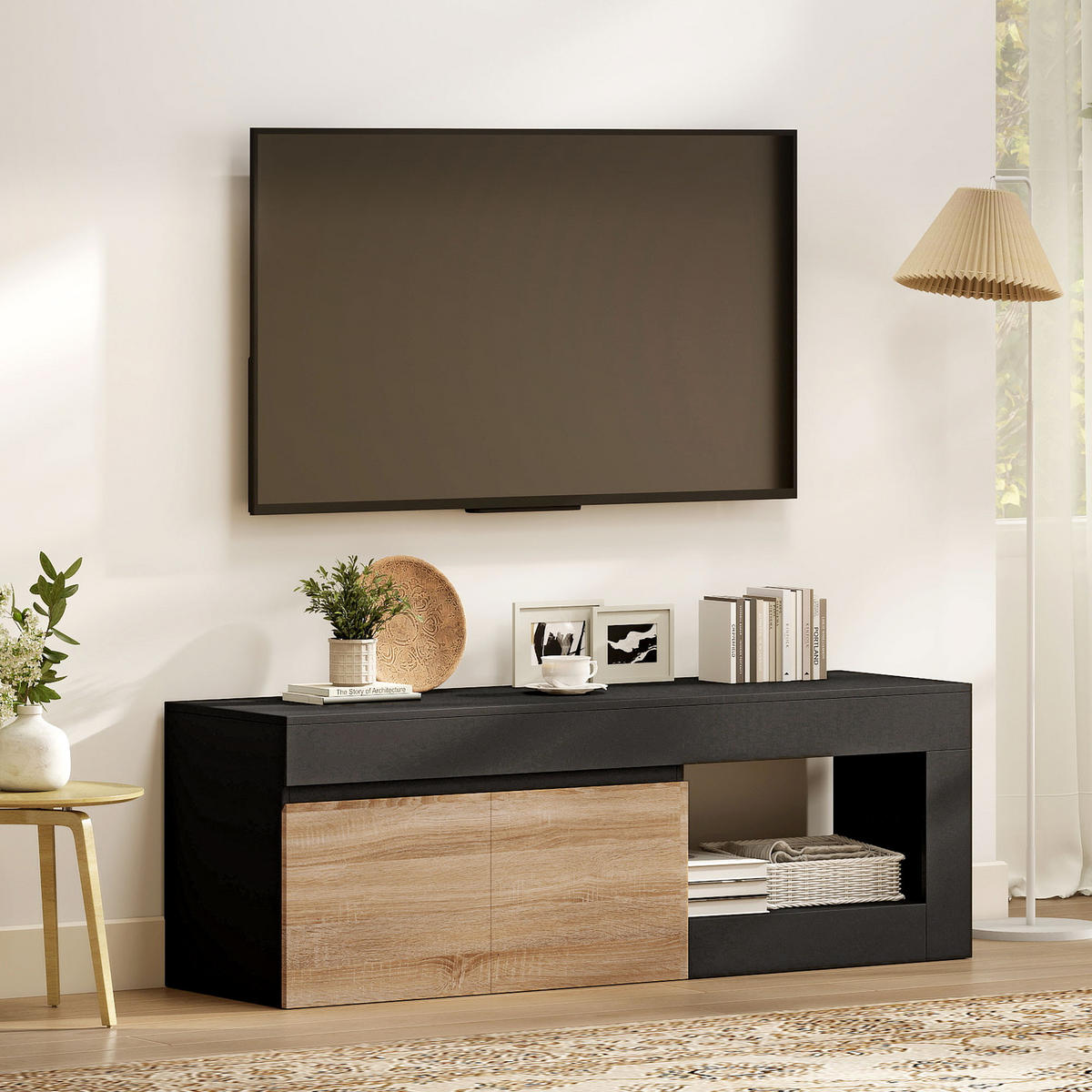 LOWBOARD DE-16147 140/40/48 cm Schwarz - Schwarz, Holzwerkstoff (140/48/40cm) - ComfortXL