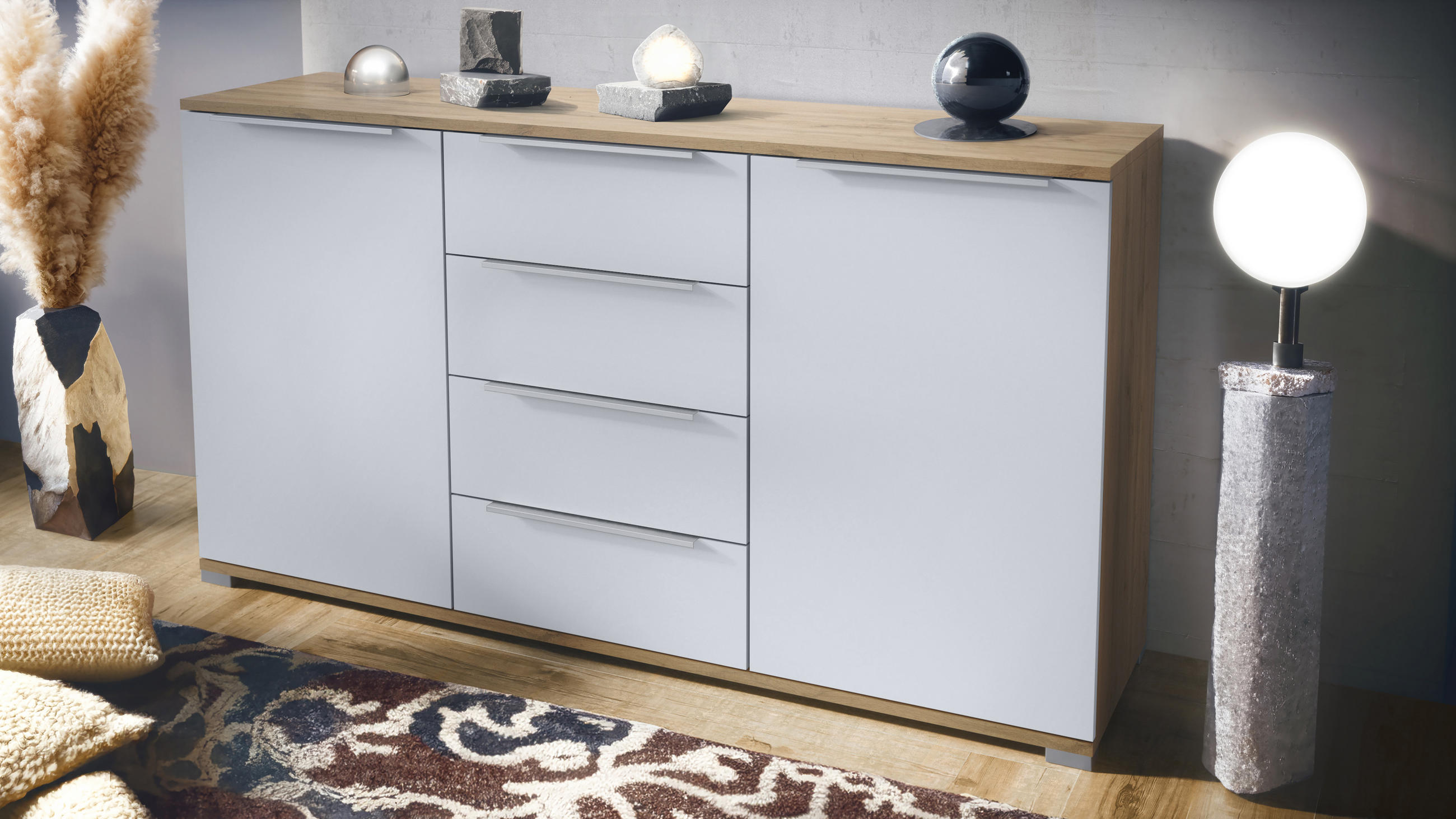 SIDEBOARD Linio Weiß matt - Weiß, Holzwerkstoff (138.5/75.5/35cm) - Vladon