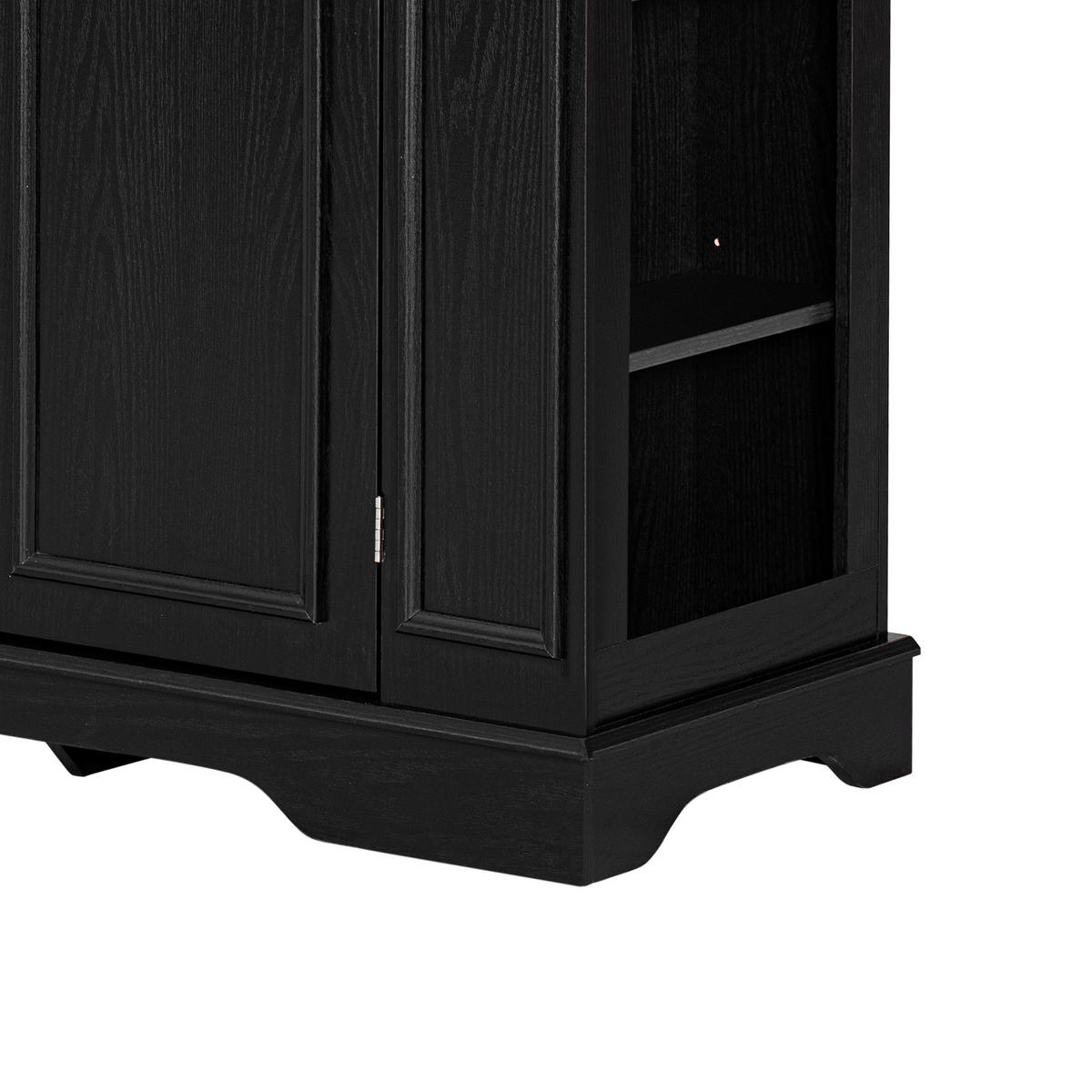 KÜCHENINSEL aus MDF 130.5x40-65x92 cm Schwarz mit klappbarer Platte & Ladestationc - Schwarz, Holzwerkstoff (130.5/92/65cm) - Modfu