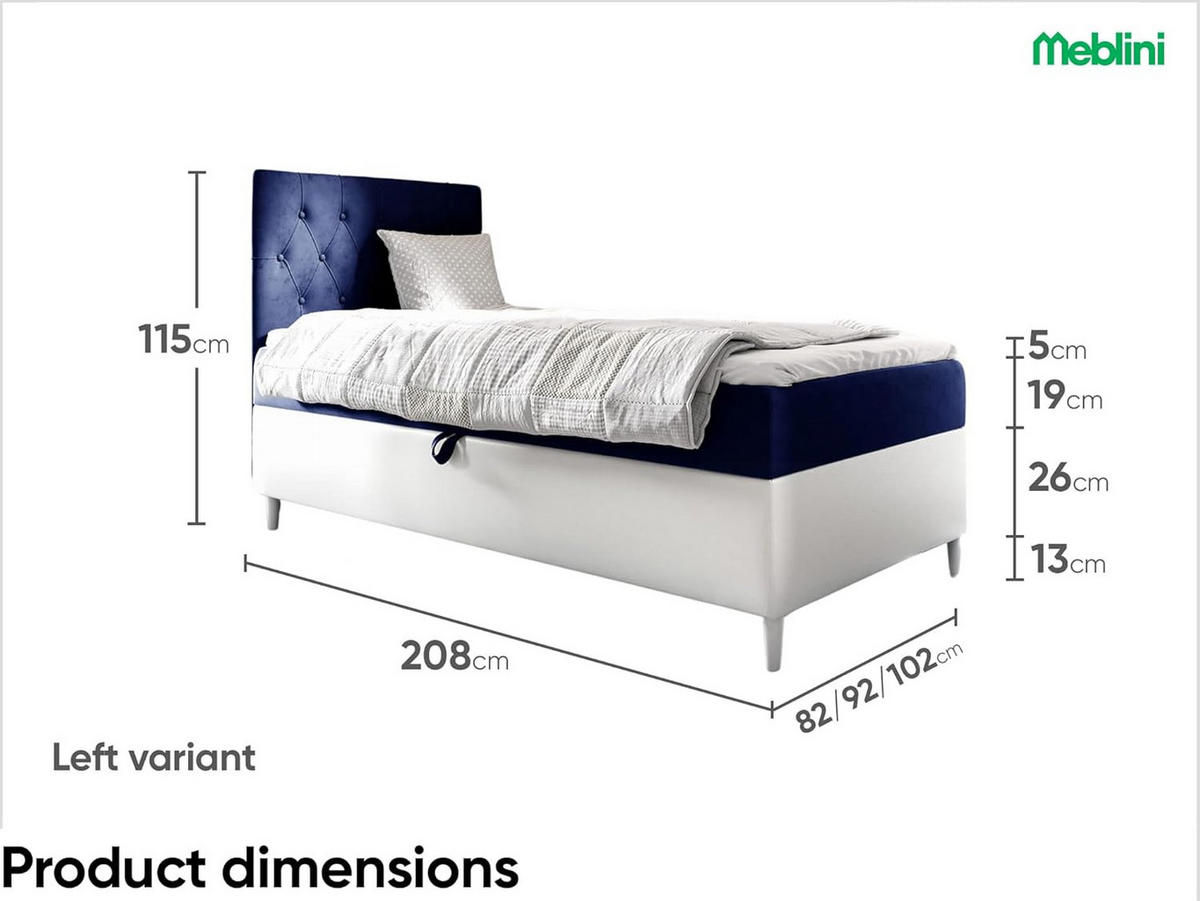 KINDERBETT FLIPPO 1 - Dunkelblau/Weiß, Holzwerkstoff (92/208cm) - Meblini