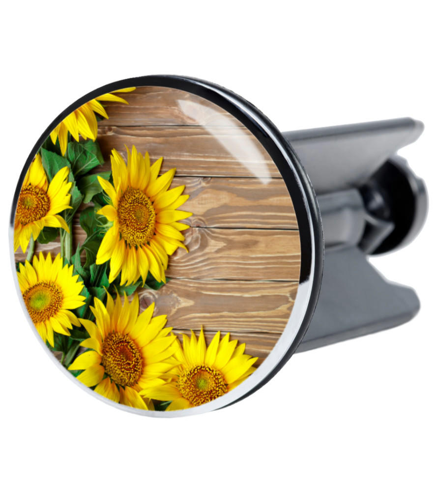 WASCHBECKENSTÖPSEL Sunflower - Gelb/Braun, Kunststoff/Metall (4/7/7cm) - Sanilo