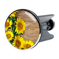 WASCHBECKENSTÖPSEL Sunflower - Gelb/Braun, Kunststoff/Metall (4/7/7cm) - Sanilo