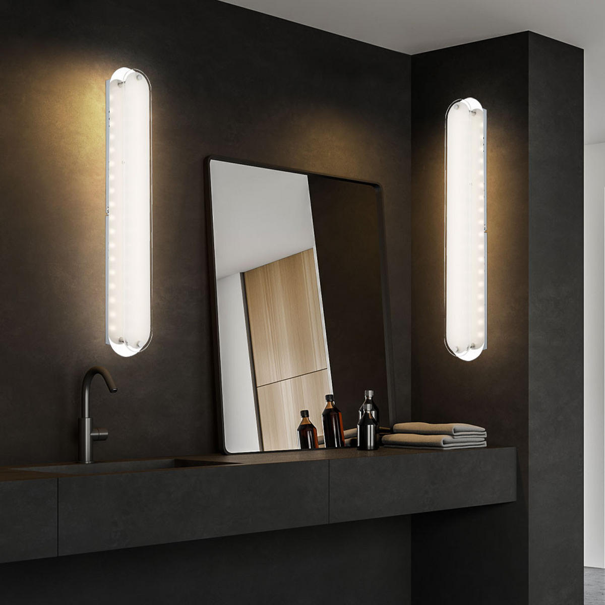 LED WANDLEUCHTE Metall Chrom Silber - Silberfarben, Glas (8/6/47cm) - Globo Lighting