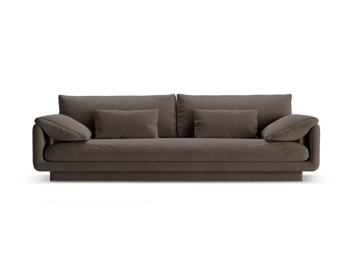 SOFA Torino aus Samt ebenholz 4 Sitzplätze - Graubraun, Textil (250/83/103cm) - Micadoni