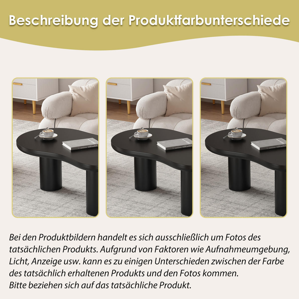 COUCHTISCH Wolkenform MDF 107x66x40.5cm Filzunterlage - Schwarz, Holzwerkstoff (107/66/40.5cm) - FLIEKS