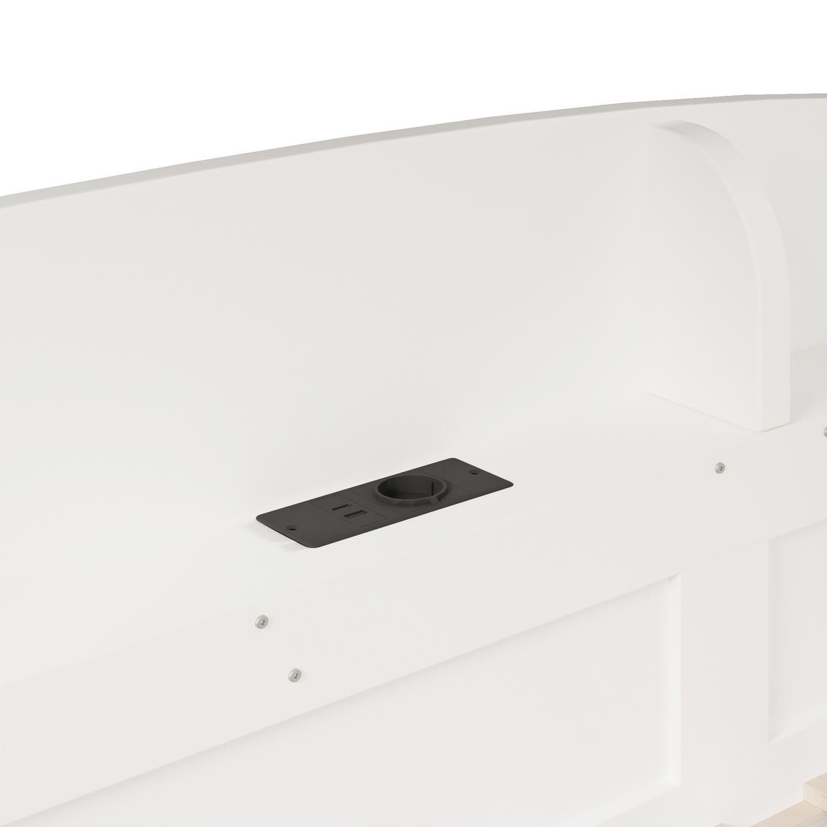 HOCHBETT 90/200 cm in Weiß mit Unterbett, USB-Steckdose und Ablagefächern aus Massivholz und MDF - Weiß, Holzwerkstoff (90/200cm) - STILVORA