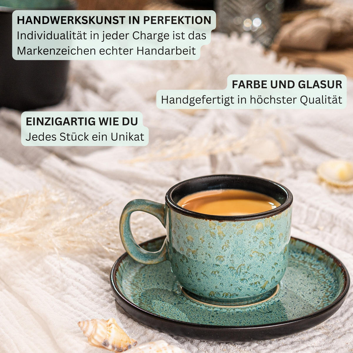 ESPRESSOTASSEN SET FIJI - 12 teilig aus Steingut - Grün, Keramik (0.08L) - Sänger