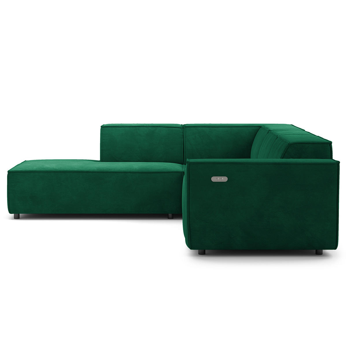 ECKSOFA mit Ottomane - Dunkelgrün/Schwarz, Kunststoff/Textil (260/234cm) - home24