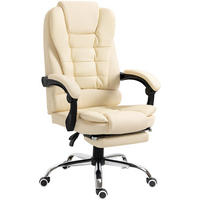 BÜROSTUHL höhenverstellbar mit Fußstütze Cream White - Weiß, Metall (69/117/64.5cm) - Meubliv