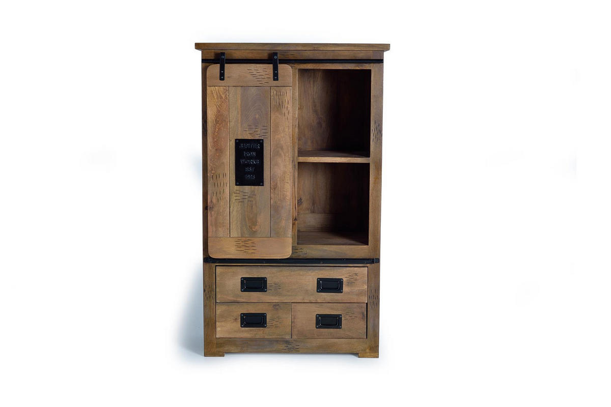 HIGHBOARD aus Mangoholz und Metall - Braun, Holz (45/150/90cm) - Giner y Colomer