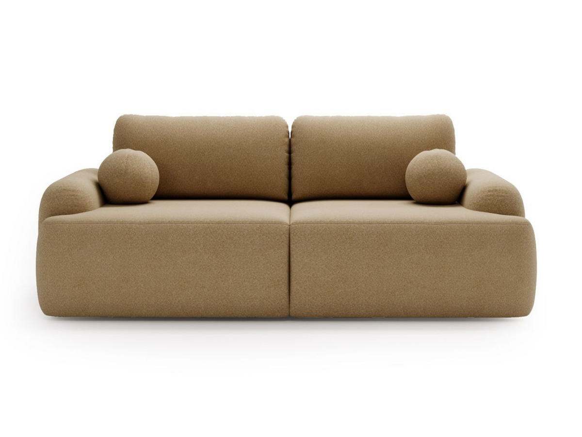 SOFA 260/106/81 Aurio Bouclé-Stoff Hellbraun - Hellbraun, Kunststoff/Textil (260/81/106cm) - Graingold