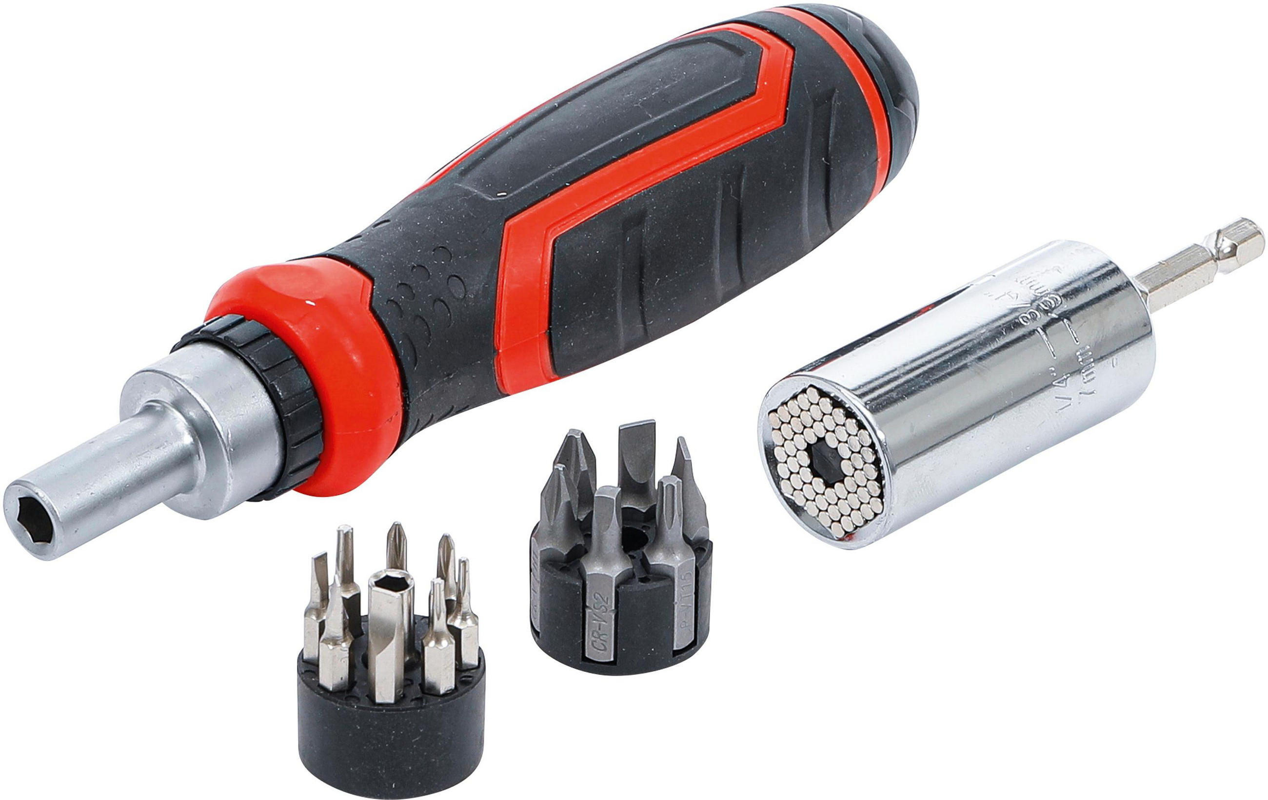 PRÄZISIONS-BIT- / MULTI-EINSATZ-SATZ | MIT RATSCHEN-DREHGRIFF FÜR - Multicolor, Kunststoff/Metall (1/1cm) - BGS technic