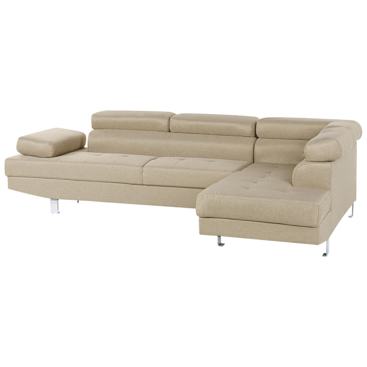 5-SITZER-ECKSOFA Polyester Beige Norrea - Beige, Textil (262/169cm) - Beliani