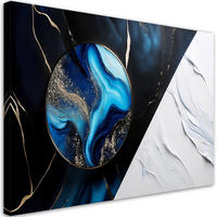 LEINWANDBILD Blaue Abstraktion mit goldenem 3D-Effekt 60x40cm - Blau, Textil (60/40cm) - Feeby