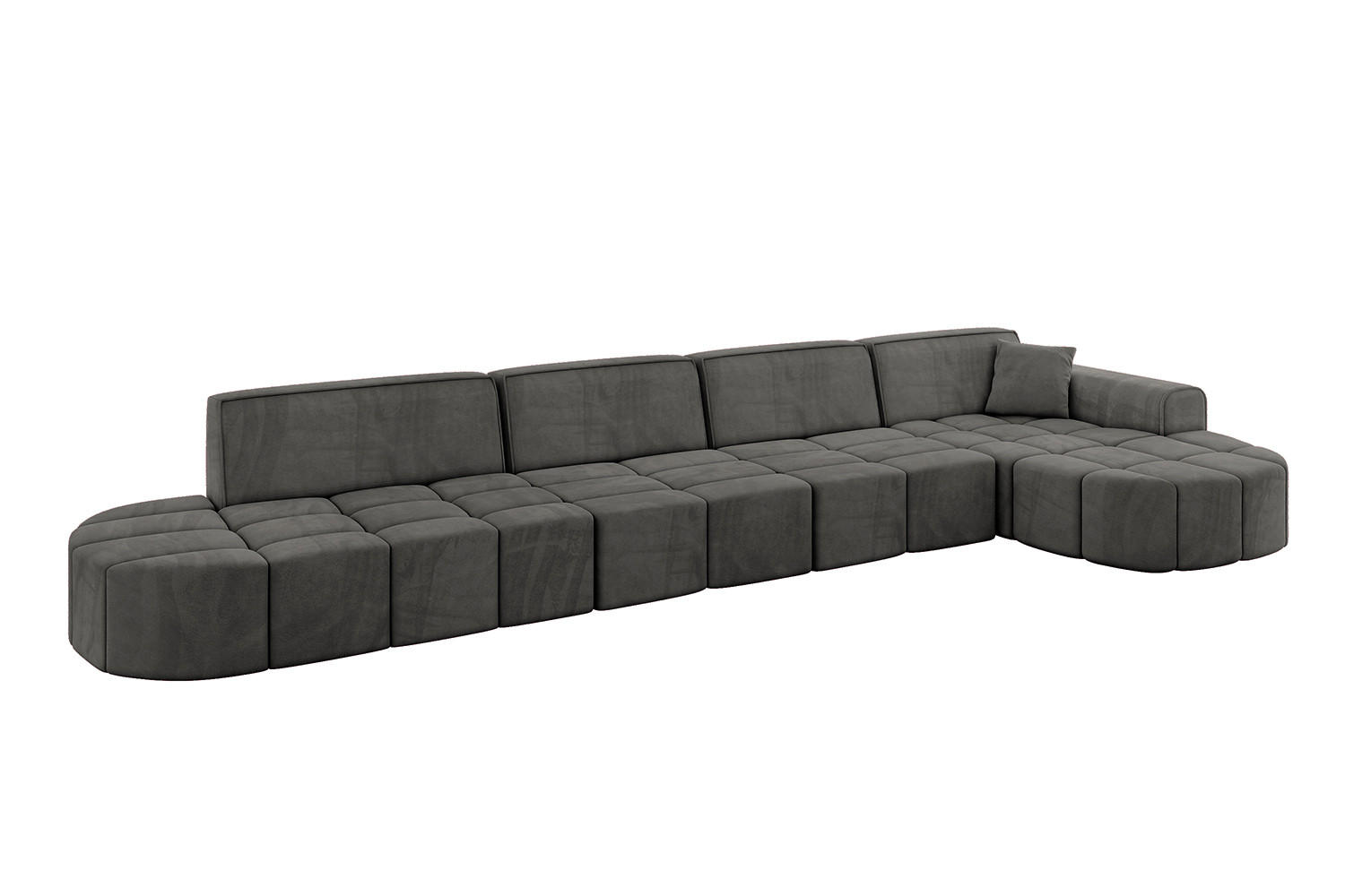 ECKSOFA Ottomane Rechts LIVO-L3 - 422x173x79,5 cm Dunkelgrau - Dunkelgrau, Holzwerkstoff/Textil (422/173cm) - ALTDECOR