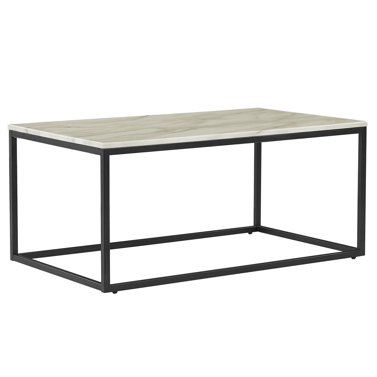 COUCHTISCH Marmor Optik beige/schwarz rechteckig 60/100 cm Delano - Beige/Schwarz, Holzwerkstoff (60/100/45cm) - Beliani