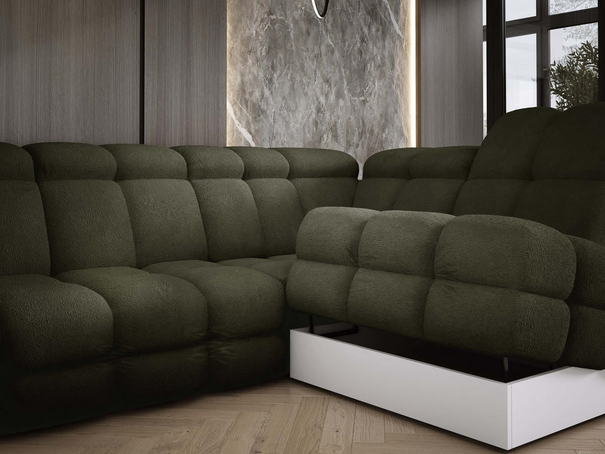 ECKSOFA TOLLO Anthology-stoff U-form 400x217x105 cm grün - Waldgrün, Holz/Textil (400/217cm) - DomoHome