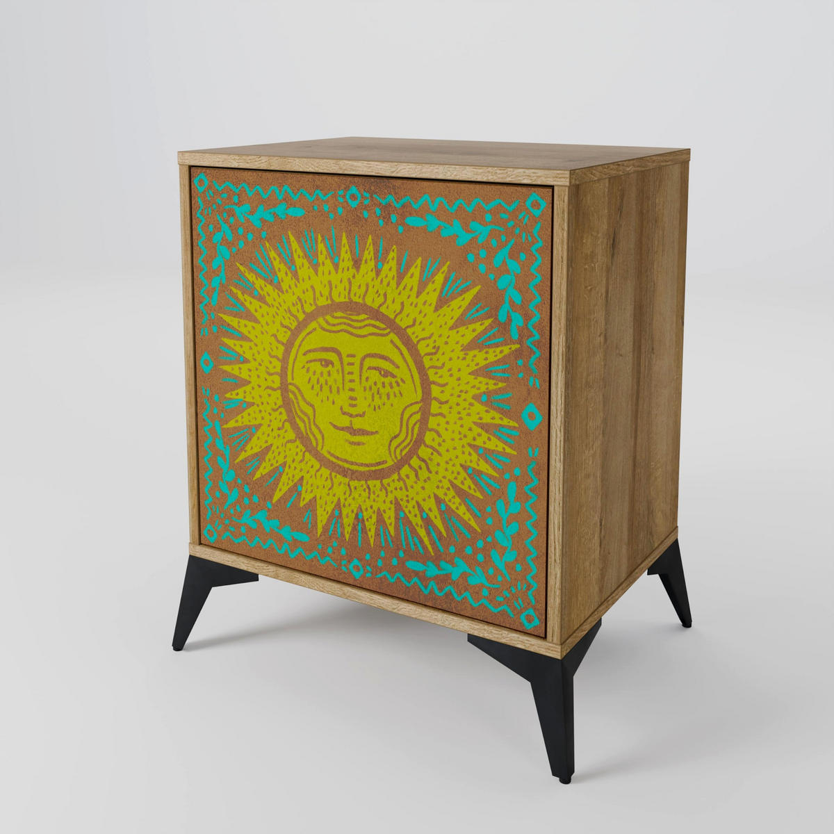 SIDEBOARD SUNSHINE EULOGY, Eichefarben, 57,5x42x57,5 cm, Ohne Füße - Eichefarben/Multicolor, Holzwerkstoff (57.5/57.5/42cm) - SpaceRebels