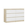 KOMMODE 6 Schubladen, Farbe: Sonoma-Eiche / Mattweiß, 120 cm x 39 cm x 78 cm - Weiß/Sonoma Eiche, Holzwerkstoff (120/78/39cm) - 3XE LIVING