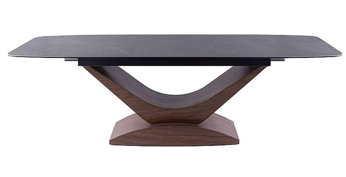 ESSTISCH Dolce Grau Marmor / Nussbaum 180-240 / 95 / 76cm - Braun/Grau, Holz/Keramik (95/240/76cm) - Feldmann-Wohnen