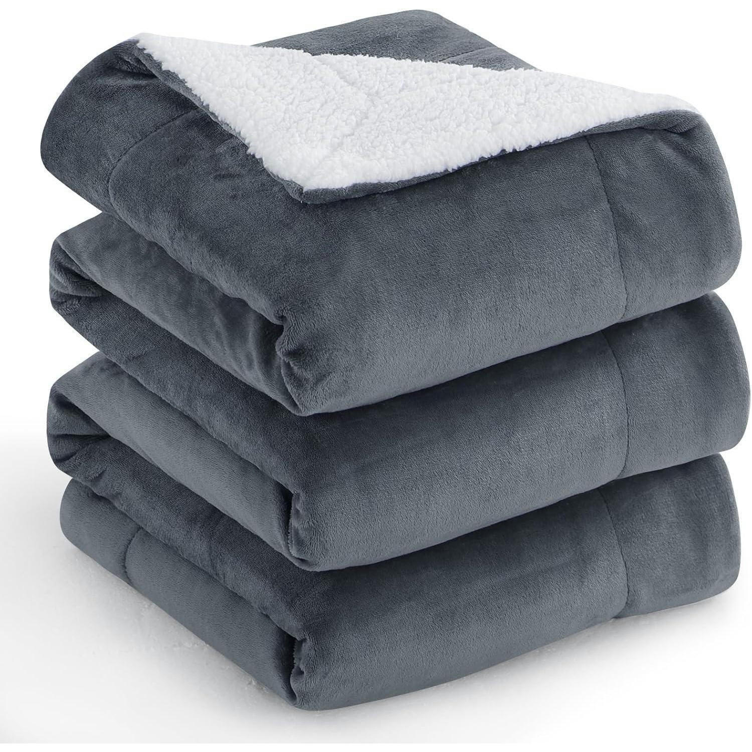 KUSCHELDECKE Sherpa Fleece 220 x 240 cm Anthrazit - Grau, Textil (220/240cm)