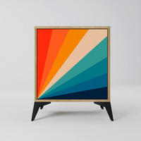 SIDEBOARD PRISM CONCUSSION, Eichefarben, 57,5x42x70,5 cm, Schwarze Metall-Sternfüße - Eichefarben/Multicolor, Holzwerkstoff/Metall (57.5/70.5/42cm) - SpaceRebels