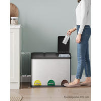 MÜLLEIMER Jakarta - Silberfarben, Kunststoff (60/48/33cm) - Hansiro