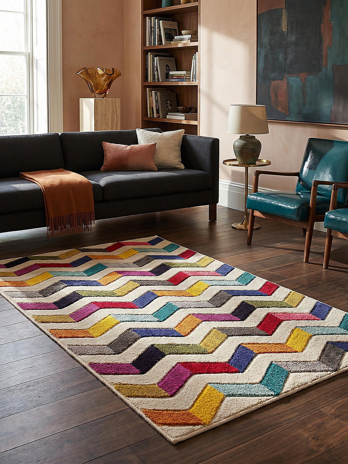 TEPPICH MEON, geometrisch, Bunt, 120 x 170 cm - Multicolor, Textil (170/120cm) - KADIMA DESIGN