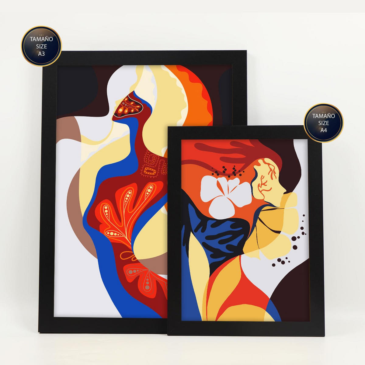 POSTER Set Mit 6 Begeisterte Meisterschaft In Weibliche Zusammenfassung Ästhetische Dekorative Gemälde Für Ihr Zuhause A3 & A4 Schwarzer Rahmen - Schwarz, Papier (29/3cm) - Nacnic