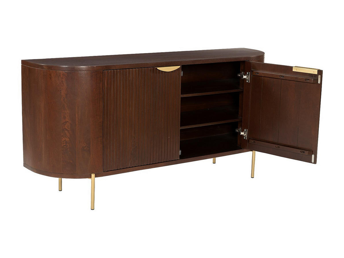 SIDEBOARD - 165 cm x 40 cm - holz - naturfarben dunkel, goldfarben Nevili - Goldfarben/Naturfarben, Holz (165/80/40cm) - Vente-Unique