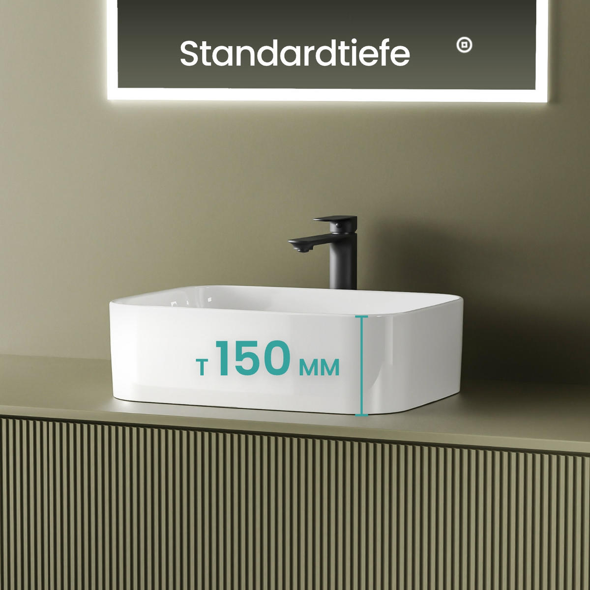 WASCHBECKEN mit pflegeleichter Oberfläche Weiß 61 / 38 / 15 cm - Weiß Hochglanz, Keramik (38/15/61cm) - EMKE