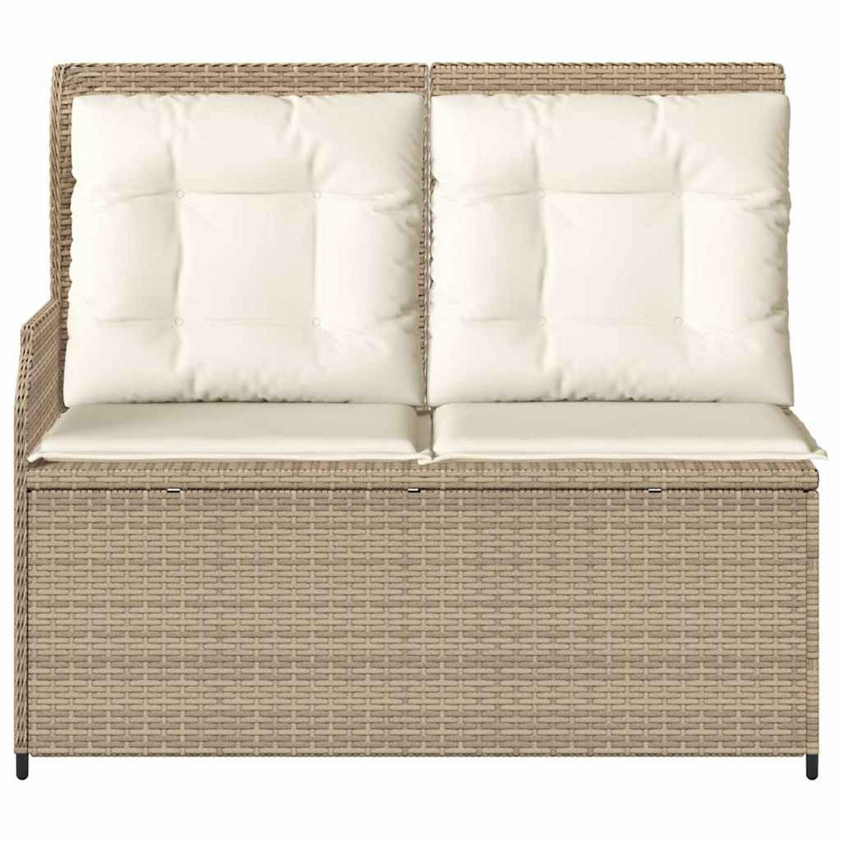 GARTENBANK Verstellbar mit Kissen Beige Poly Rattan - Beige, Kunststoff (95/95/110cm)