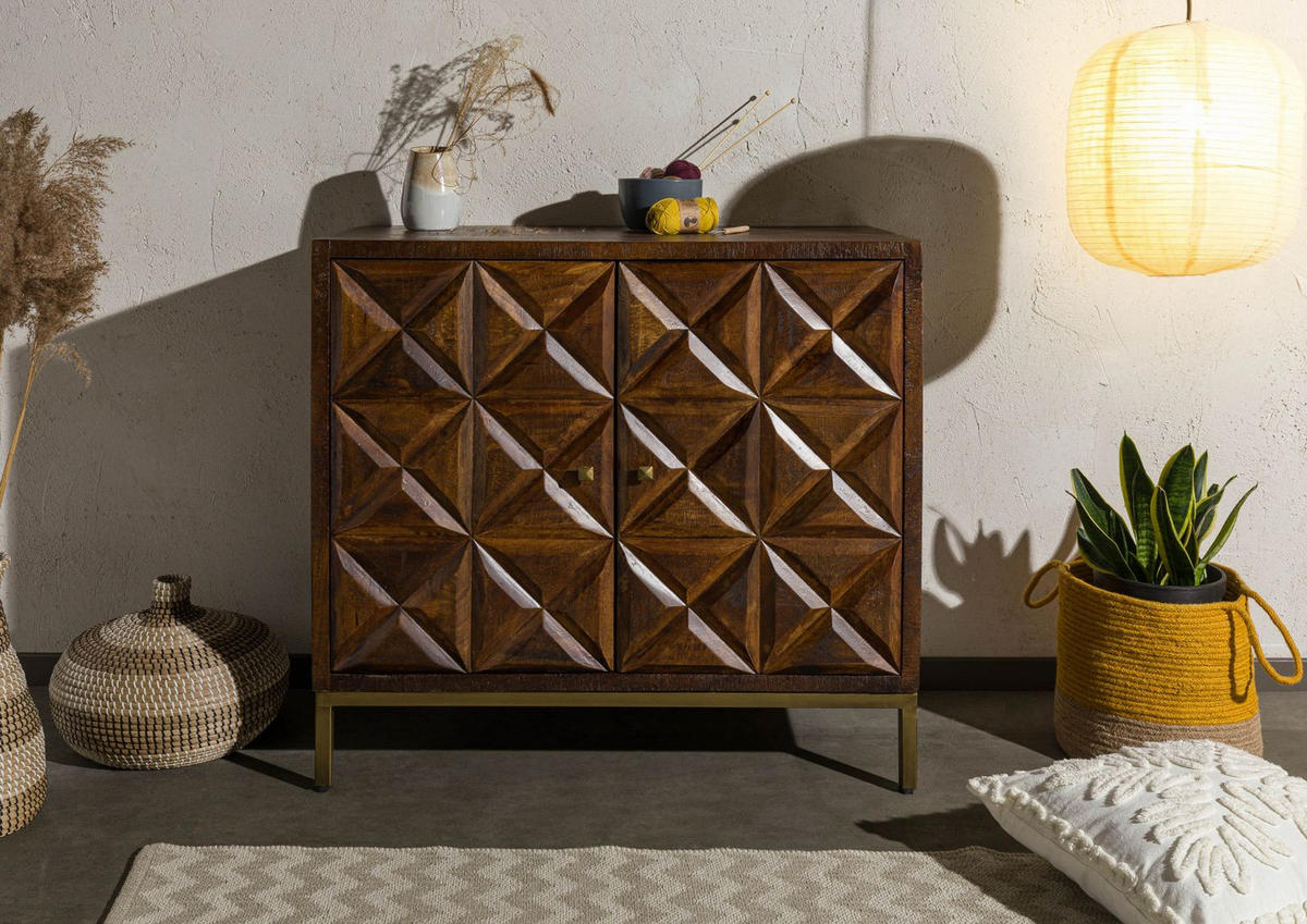SIDEBOARD Mango 94x46x86 braun lackiert STILMÖBEL #125 - Braun, Holz (94/86/46cm) - Massivmoebel24