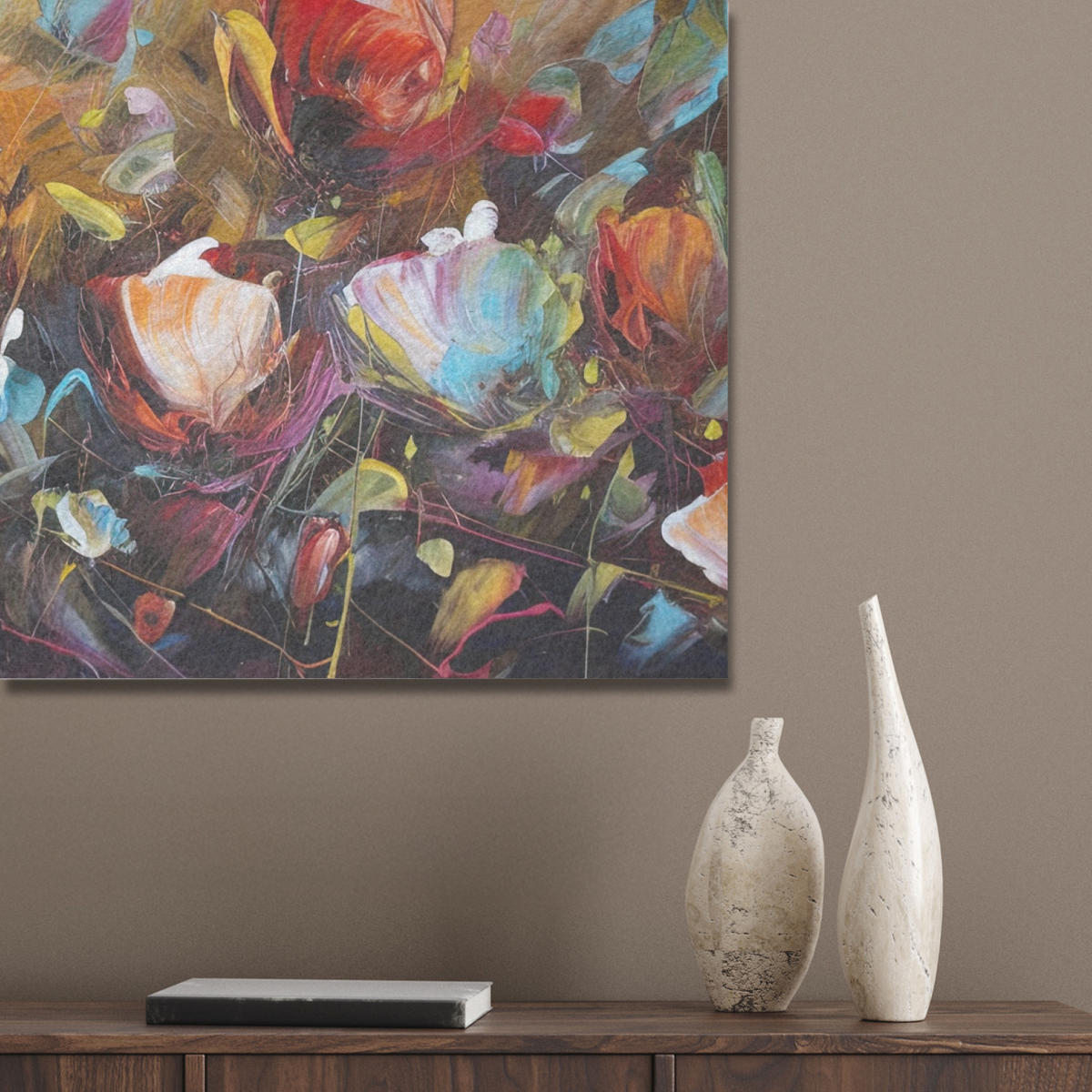 AKUSTIKBILD Blumen - Kunst - Natur - Ölgemälde Akustikpaneele 80x80 cm - Multicolor, Kunststoff (80/80/0.9cm) - MuchoWow