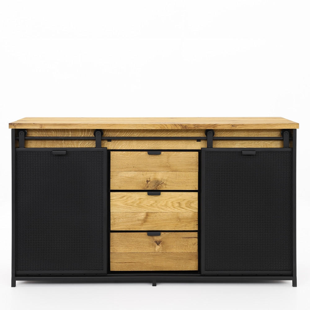 KOMMODE aus Massivholz STRONG - Honigeiche/Schwarz, Holz (150/90/45cm) - Seart