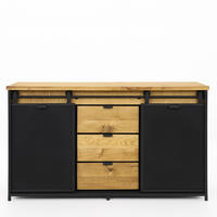KOMMODE aus Massivholz STRONG - Honigeiche/Schwarz, Holz (150/90/45cm) - Seart