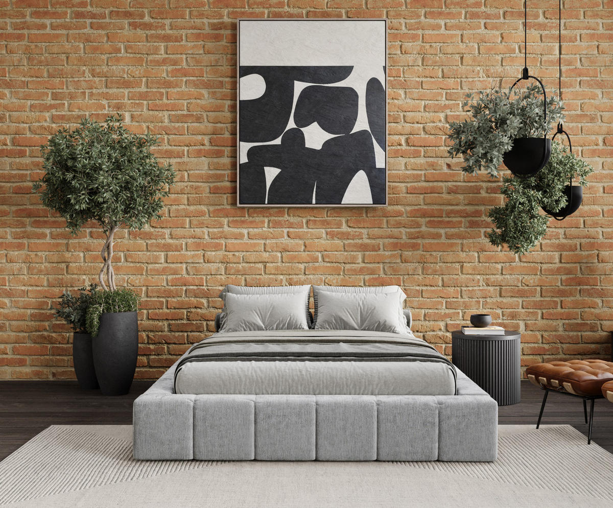 POLSTERBETT Aruba Hellgrau 180/200 cm im Chenille-Stoff - Hellgrau/Schwarz, Holz/Holzwerkstoff (180/200cm) - Maison de Reve