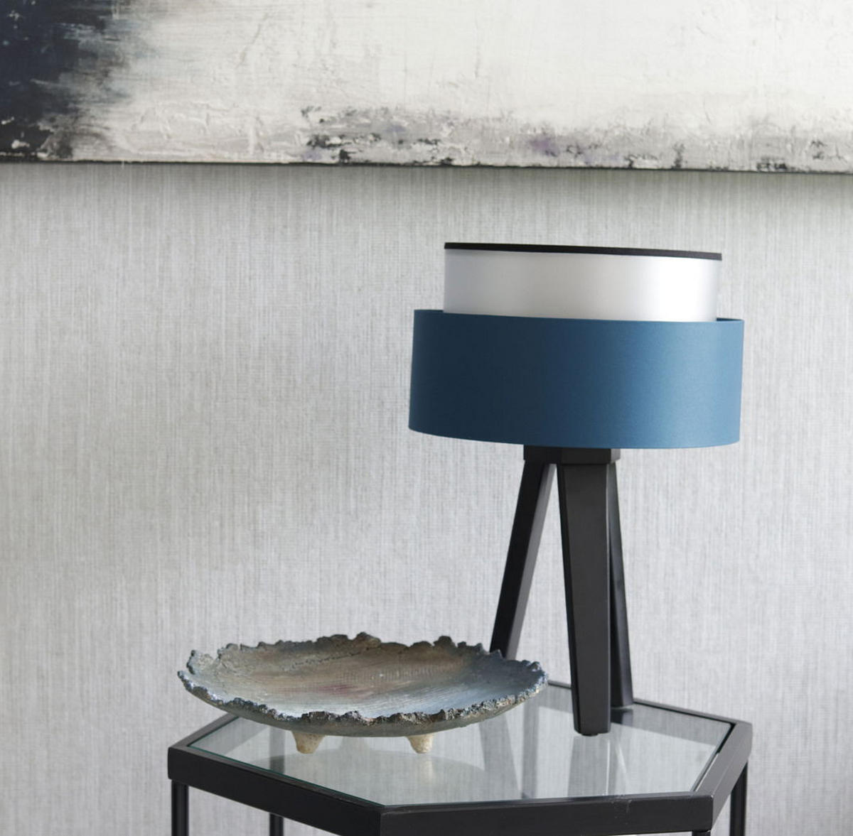 TISCHLAMPE Blau 30/45 cm - Silberfarben, Kunststoff (30/0.7/45cm) - ONZENO