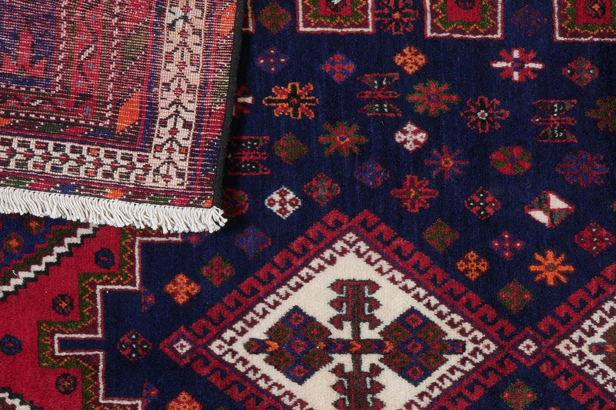 ORIENTTEPPICH handgeknüpft Afshar Rot, Blau 225/160 cm Schurwolle - Blau/Rot, Textil (160/225cm) - Looma