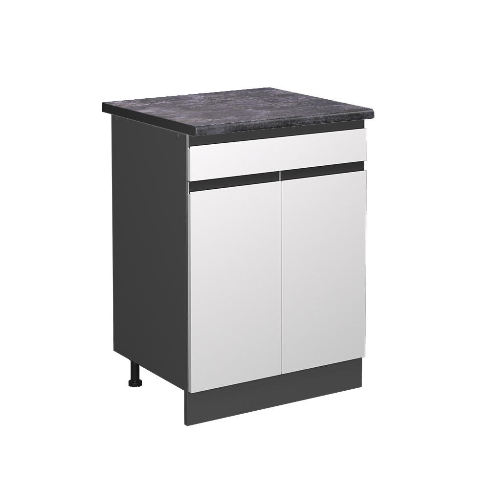 KÜCHENSCHRANK R-Line Weiß 60 cm, AP Anthrazit - Anthrazit/Weiß, Holzwerkstoff (60/81.6/60cm) - Vicco