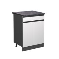 KÜCHENSCHRANK R-Line Weiß 60 cm, AP Anthrazit - Anthrazit/Weiß, Holzwerkstoff (60/81.6/60cm) - Vicco