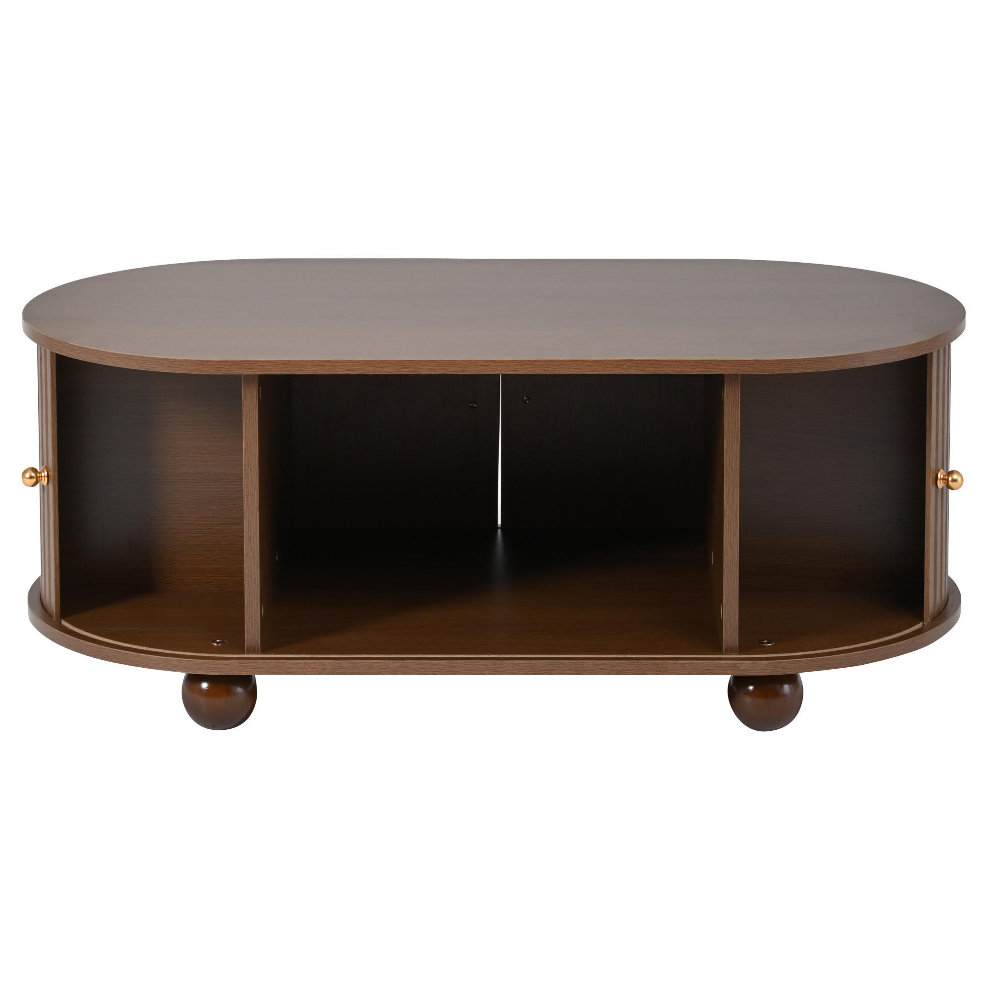 COUCHTISCH 100/50 cm in Walnussfarbe mit Stauraum und Schiebetüren - Walnussfarben, Holzwerkstoff (100/50/40cm) - BEAOK