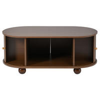 COUCHTISCH 100/50 cm in Walnussfarbe mit Stauraum und Schiebetüren - Walnussfarben, Holzwerkstoff (100/50/40cm) - BEAOK