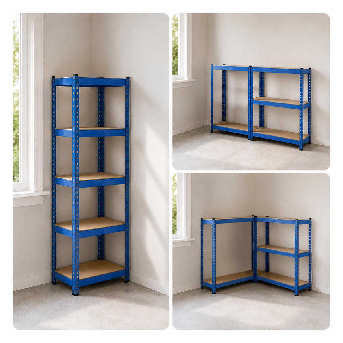 SCHWERLASTREGAL Blau 5 Böden 200x120x50 cm - Multicolor, Holzwerkstoff/Kunststoff (120/200/50cm) - Relaxdays